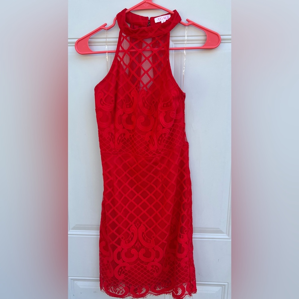 a'gaci Vibrant Red Backless Dress
